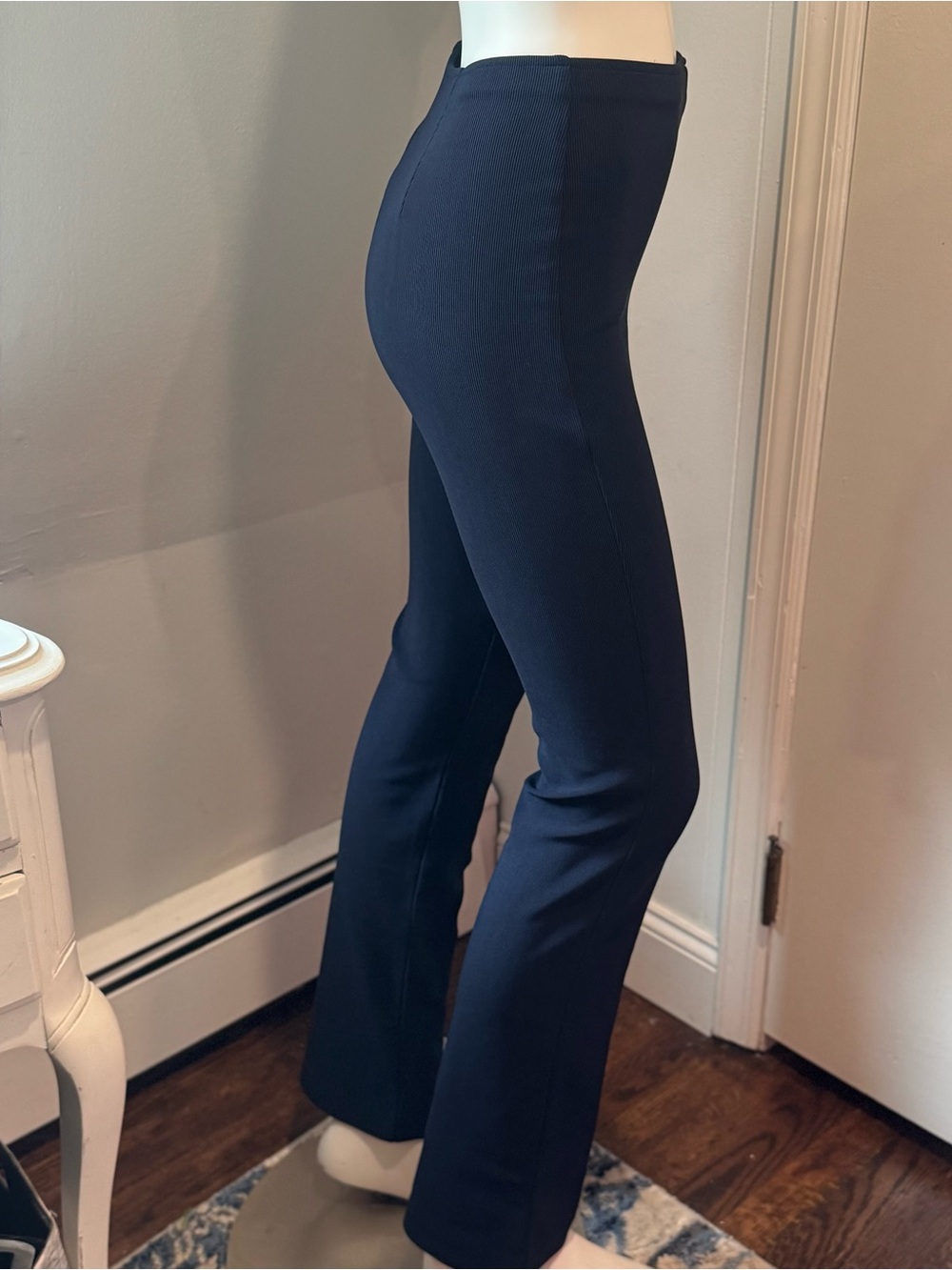 Vintage Lynn Ritchie Navy Ribbed‎ Flare Pants Side Zip Y2K | XS